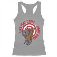 Funny Cat Darts Lover Racerback Tank Top Lets Play Darts Right Meow - Wonder Print Shop