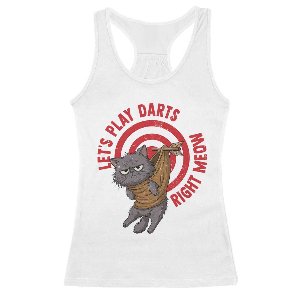 Funny Cat Darts Lover Racerback Tank Top Lets Play Darts Right Meow - Wonder Print Shop
