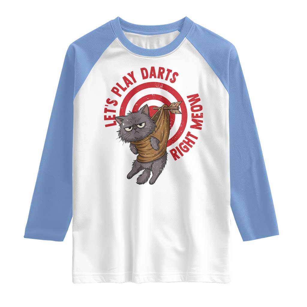 Funny Cat Darts Lover Raglan Shirt Lets Play Darts Right Meow - Wonder Print Shop