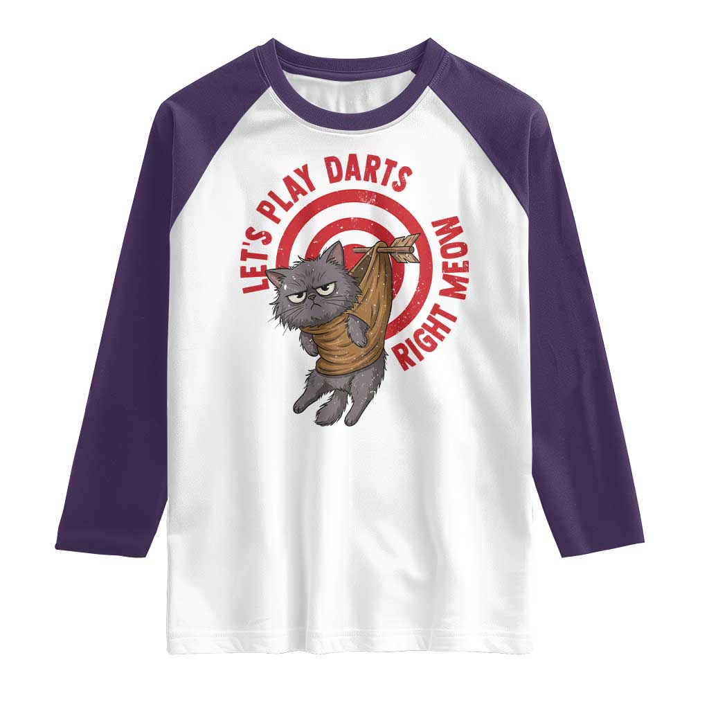 Funny Cat Darts Lover Raglan Shirt Lets Play Darts Right Meow - Wonder Print Shop