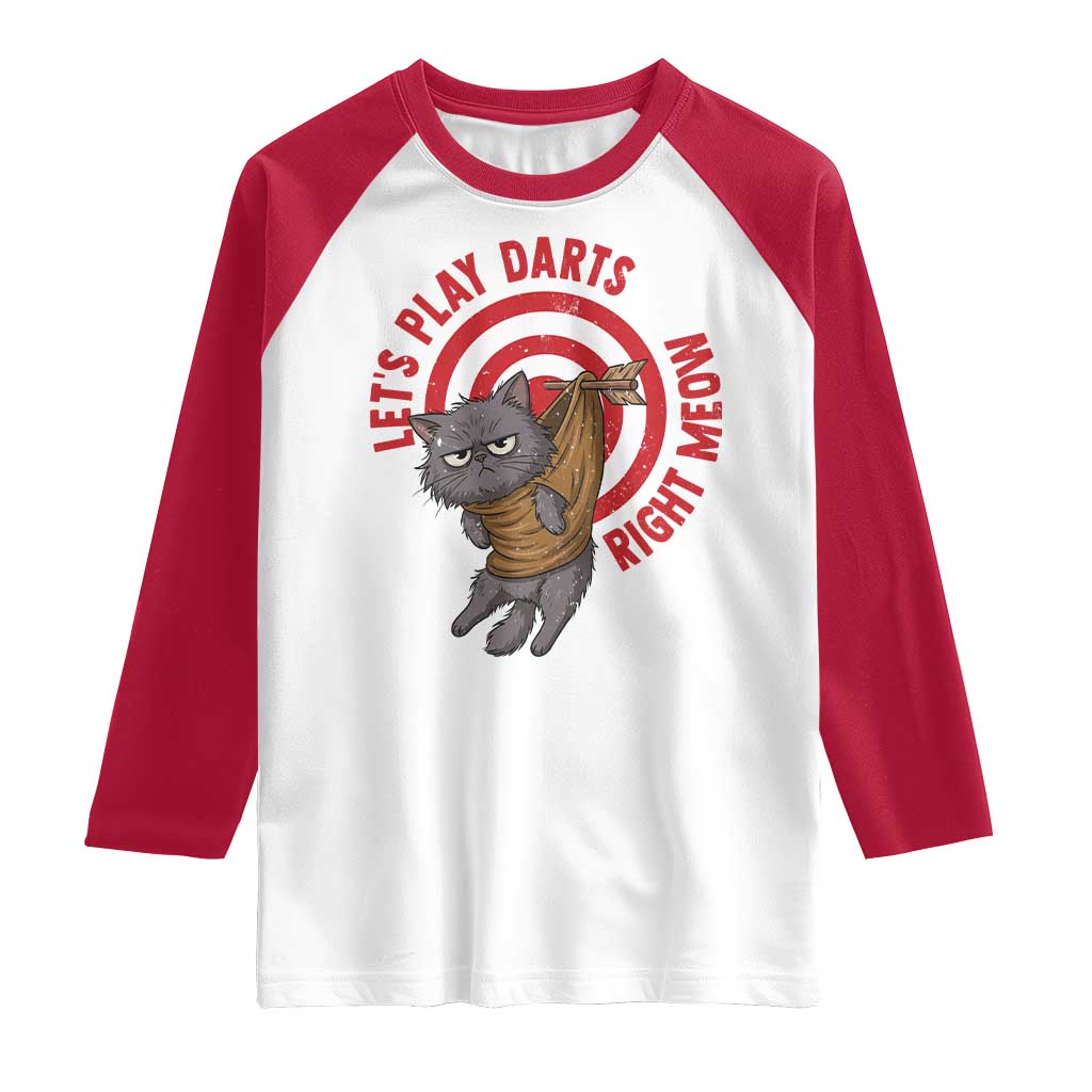 Funny Cat Darts Lover Raglan Shirt Lets Play Darts Right Meow - Wonder Print Shop