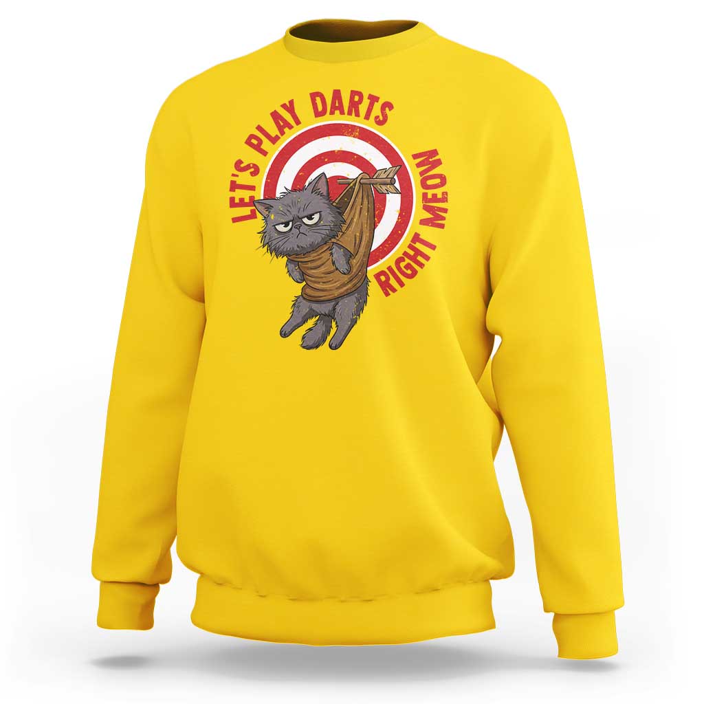 Funny Cat Darts Lover Sweatshirt Lets Play Darts Right Meow - Wonder Print Shop