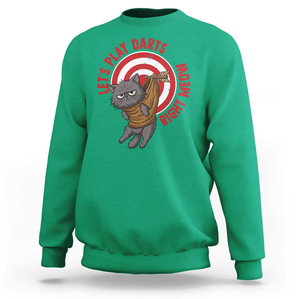 Funny Cat Darts Lover Sweatshirt Lets Play Darts Right Meow - Wonder Print Shop