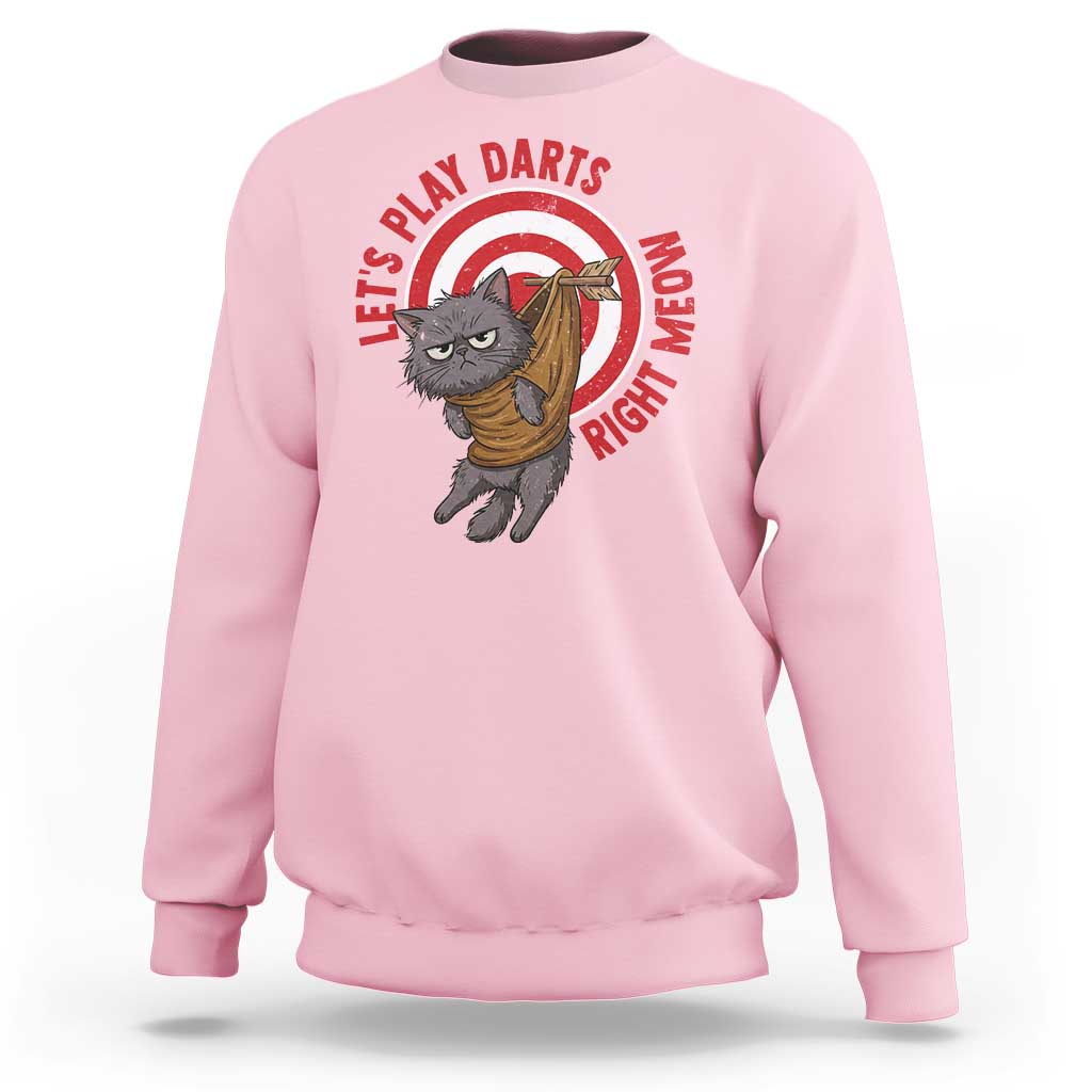 Funny Cat Darts Lover Sweatshirt Lets Play Darts Right Meow - Wonder Print Shop