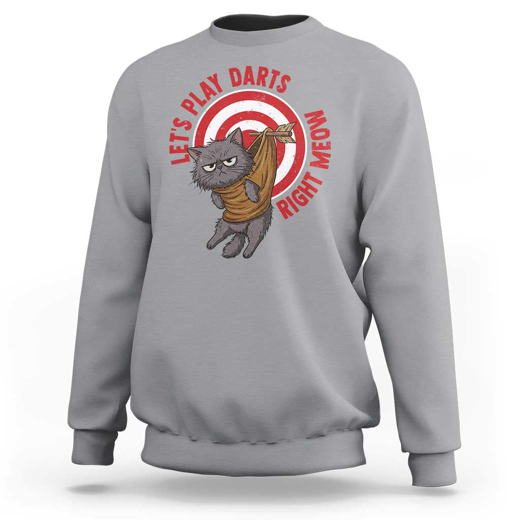Funny Cat Darts Lover Sweatshirt Lets Play Darts Right Meow - Wonder Print Shop