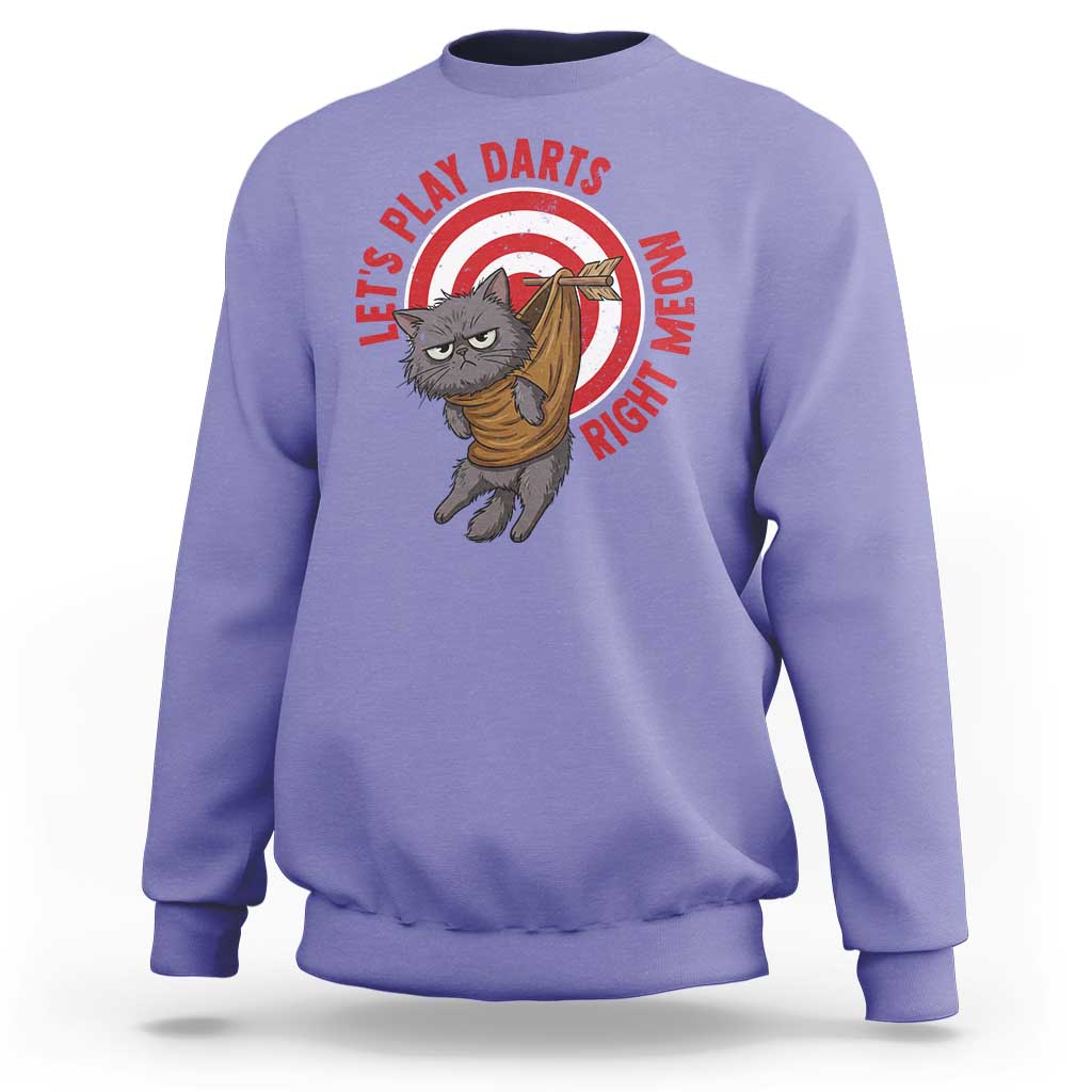 Funny Cat Darts Lover Sweatshirt Lets Play Darts Right Meow - Wonder Print Shop