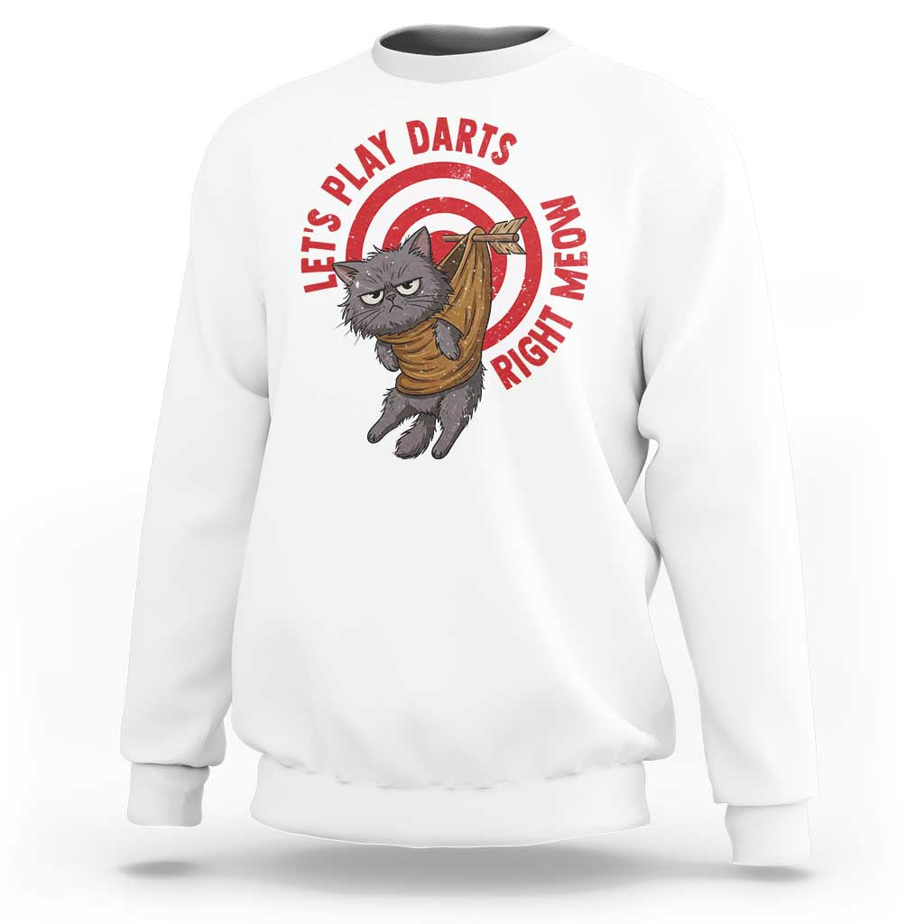 Funny Cat Darts Lover Sweatshirt Lets Play Darts Right Meow - Wonder Print Shop