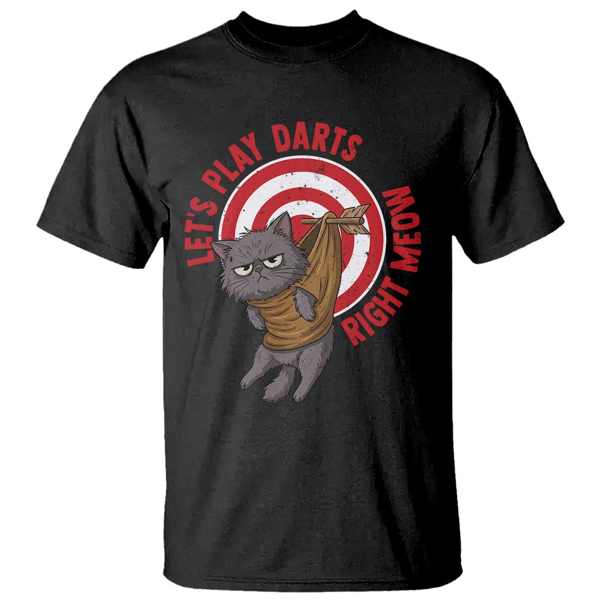 Funny Cat Darts Lover T Shirt Lets Play Darts Right Meow - Wonder Print Shop