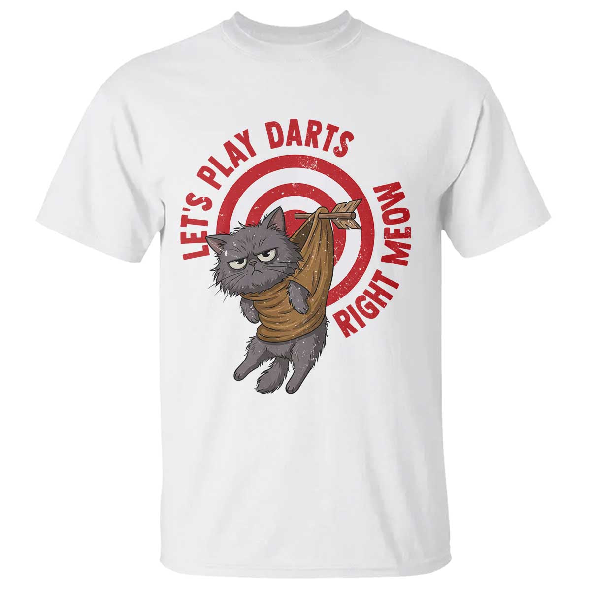 Funny Cat Darts Lover T Shirt Lets Play Darts Right Meow - Wonder Print Shop