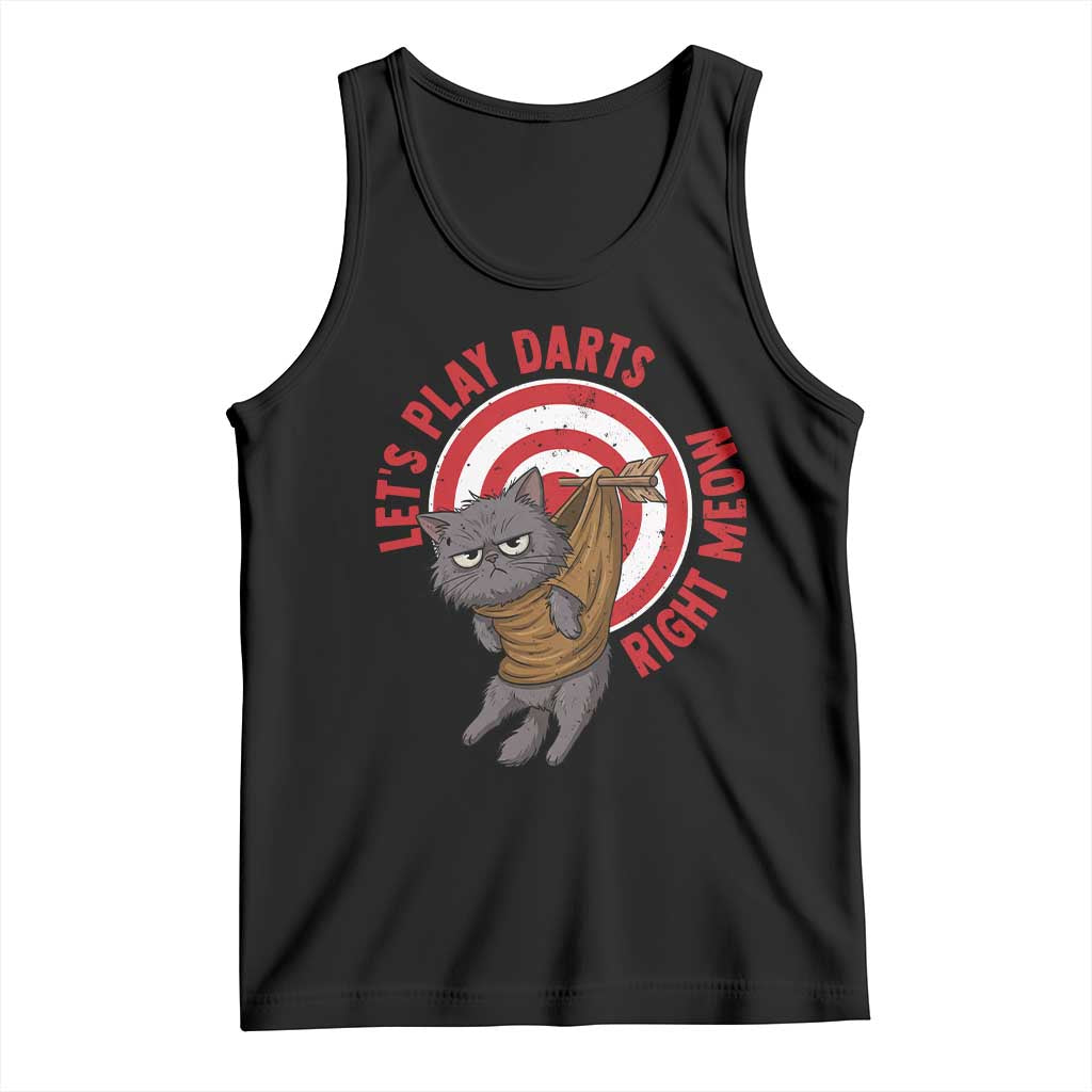 Funny Cat Darts Lover Tank Top Lets Play Darts Right Meow - Wonder Print Shop