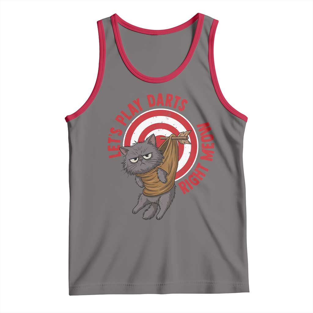 Funny Cat Darts Lover Tank Top Lets Play Darts Right Meow - Wonder Print Shop