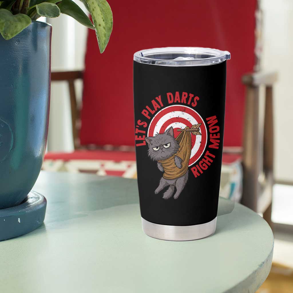 Funny Cat Darts Lover Tumbler Cup Lets Play Darts Right Meow - Wonder Print Shop