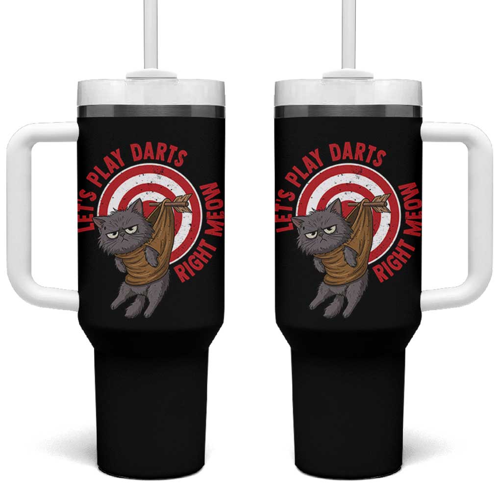 Funny Cat Darts Lover Tumbler With Handle Lets Play Darts Right Meow - Wonder Print Shop
