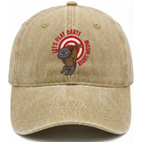 Funny Cat Darts Lover Washed Cotton Baseball Cap Lets Play Darts Right Meow