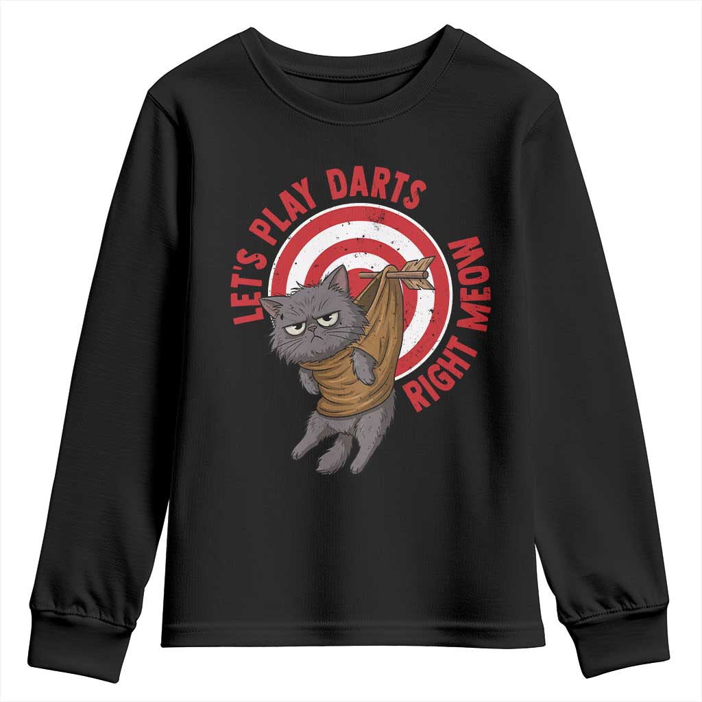 Funny Cat Darts Lover Youth Sweatshirt Lets Play Darts Right Meow - Wonder Print Shop