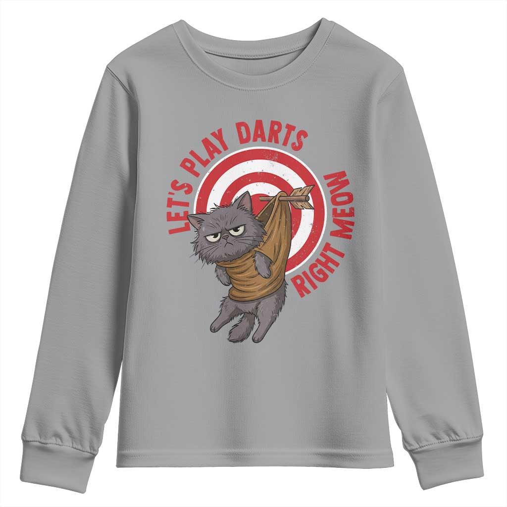 Funny Cat Darts Lover Youth Sweatshirt Lets Play Darts Right Meow - Wonder Print Shop