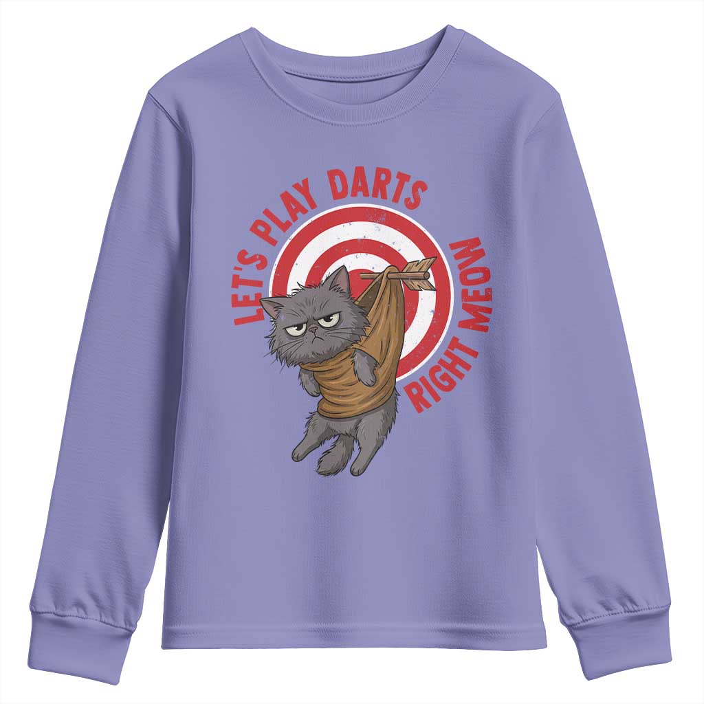 Funny Cat Darts Lover Youth Sweatshirt Lets Play Darts Right Meow - Wonder Print Shop