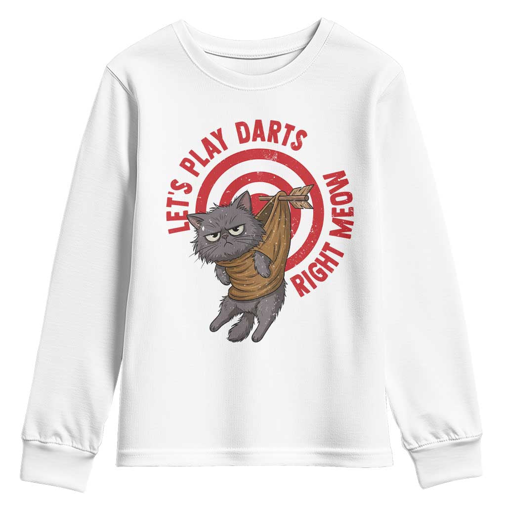 Funny Cat Darts Lover Youth Sweatshirt Lets Play Darts Right Meow - Wonder Print Shop