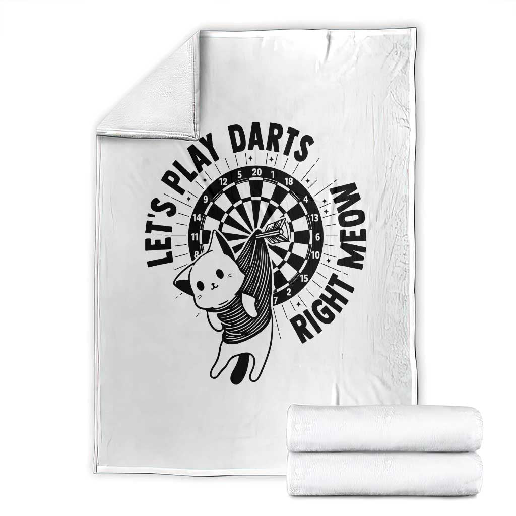 Lets Play Darts Right Meow Throw Blanket Cute Cat Dart Player Pub Game Gift - Wonder Print Shop