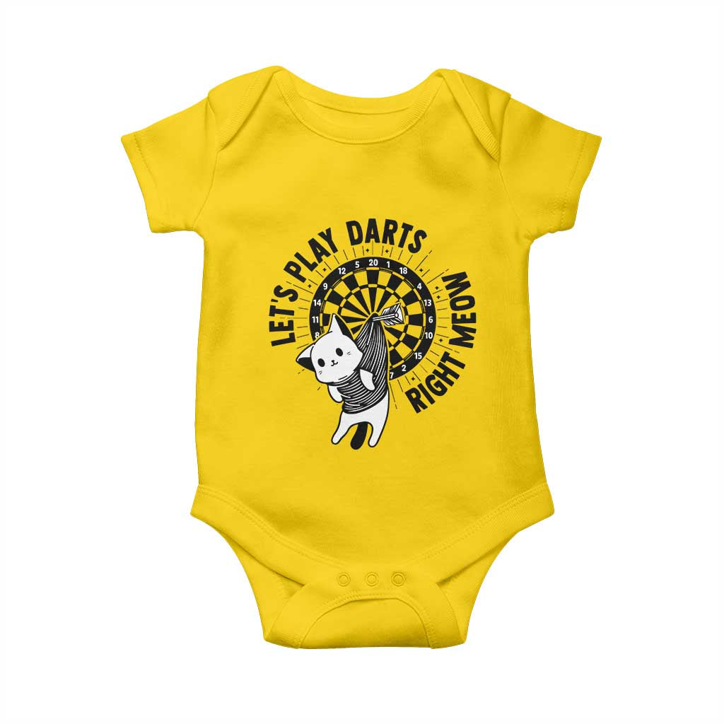 Lets Play Darts Right Meow Baby Onesie Cute Cat Dart Player Pub Game Gift - Wonder Print Shop