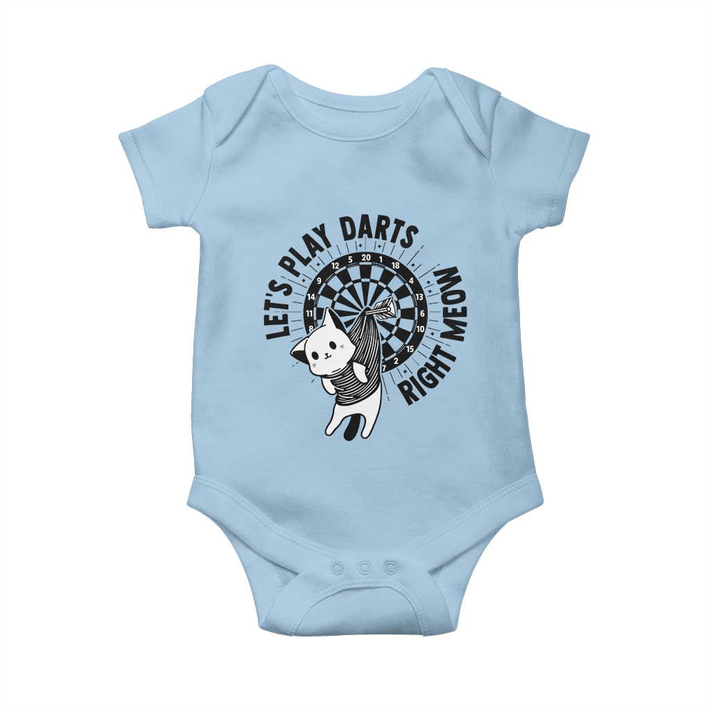 Lets Play Darts Right Meow Baby Onesie Cute Cat Dart Player Pub Game Gift - Wonder Print Shop