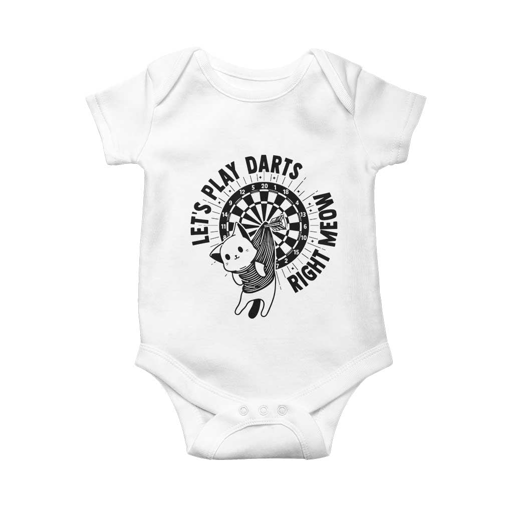 Lets Play Darts Right Meow Baby Onesie Cute Cat Dart Player Pub Game Gift - Wonder Print Shop