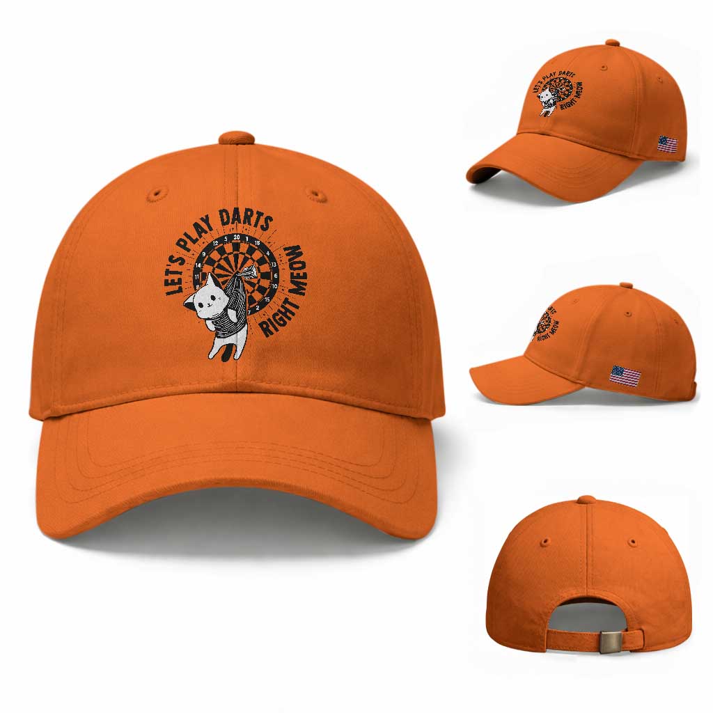 Lets Play Darts Right Meow Baseball Cap Cute Cat Dart Player Pub Game Gift