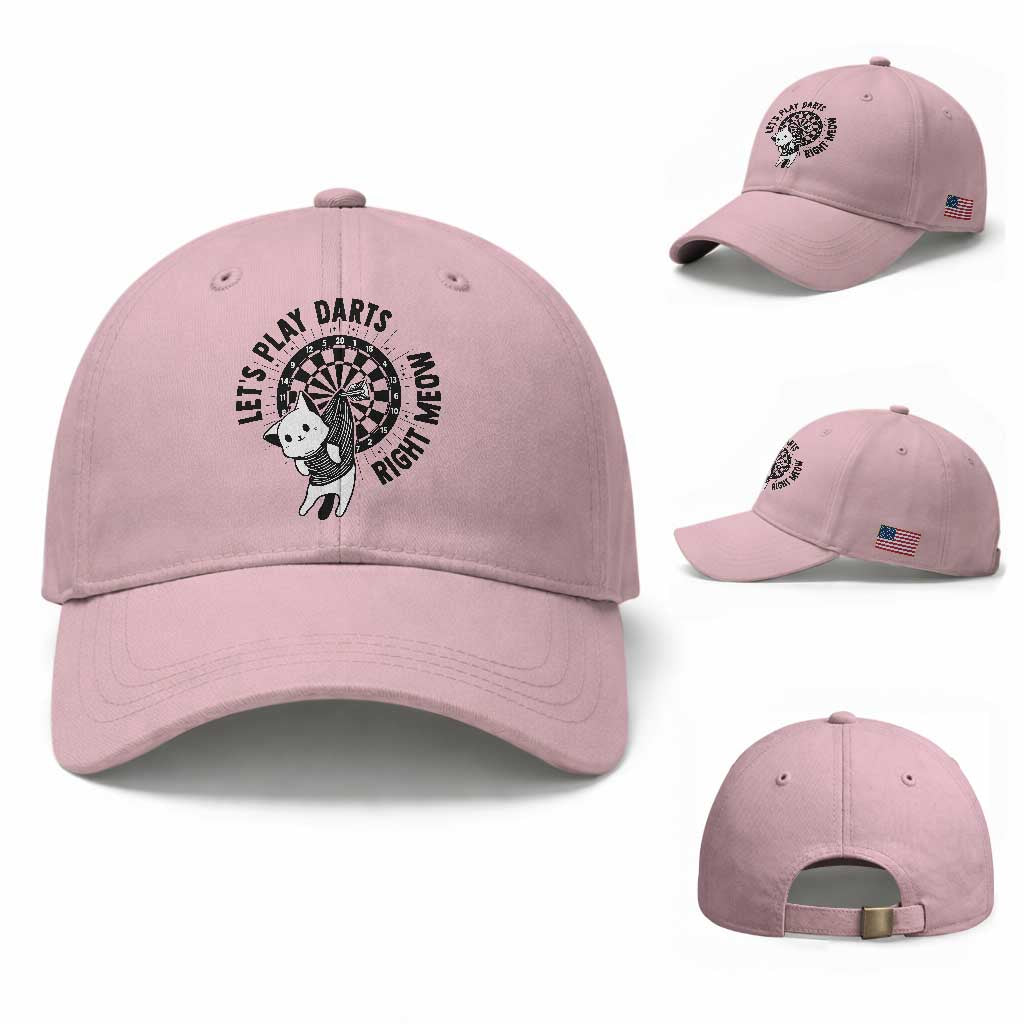 Lets Play Darts Right Meow Baseball Cap Cute Cat Dart Player Pub Game Gift