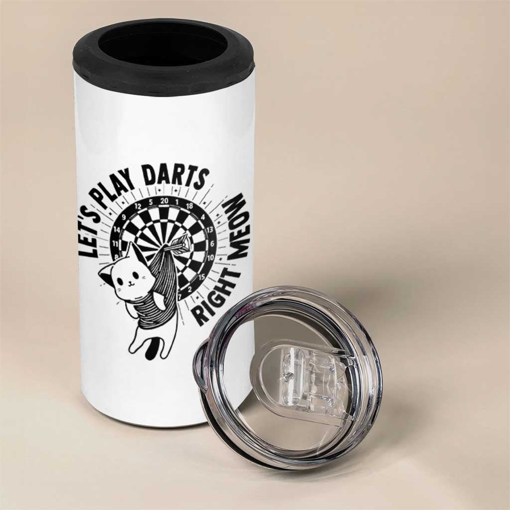Lets Play Darts Right Meow 4 in 1 Can Cooler Tumbler Cute Cat Dart Player Pub Game Gift - Wonder Print Shop
