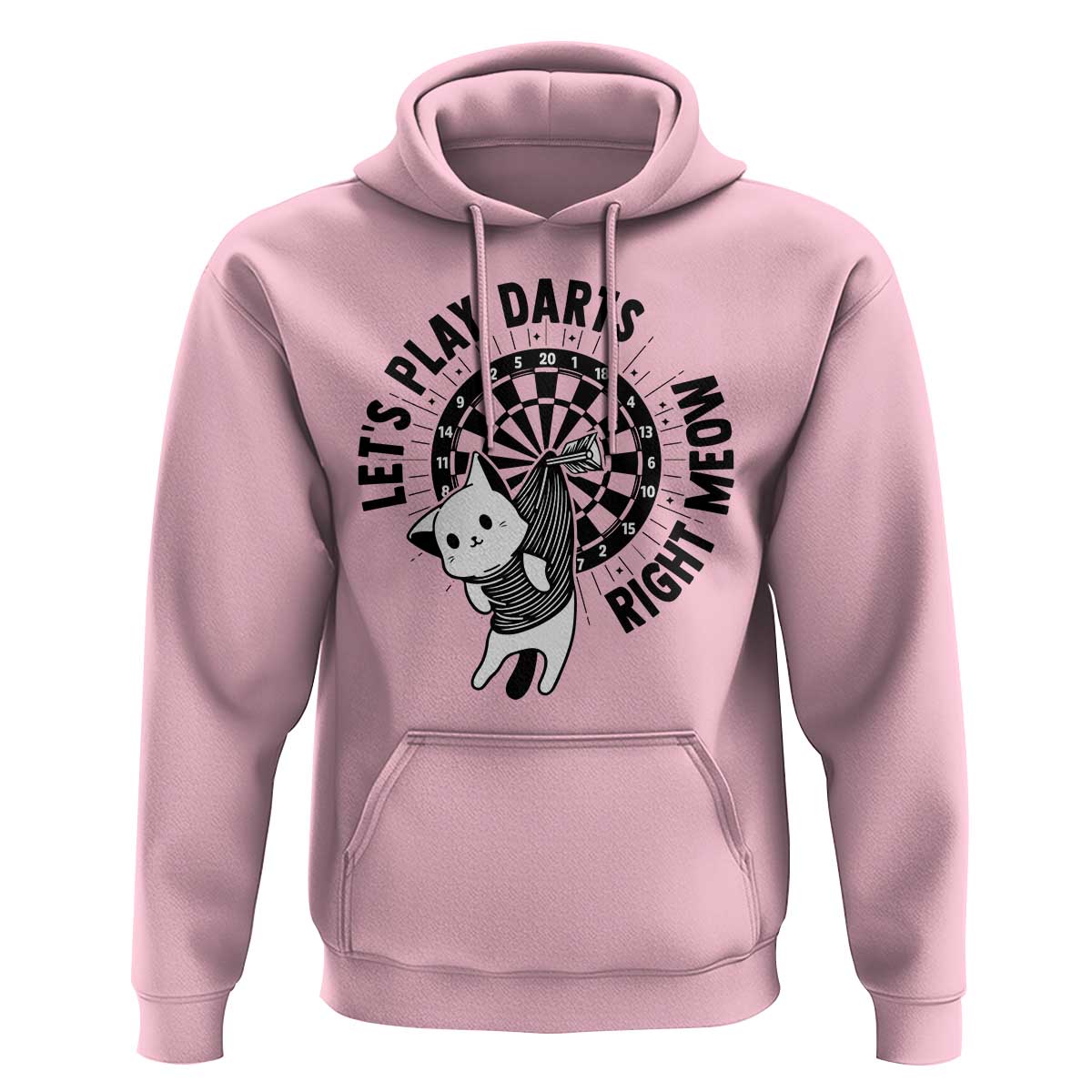 Lets Play Darts Right Meow Hoodie Cute Cat Dart Player Pub Game Gift - Wonder Print Shop