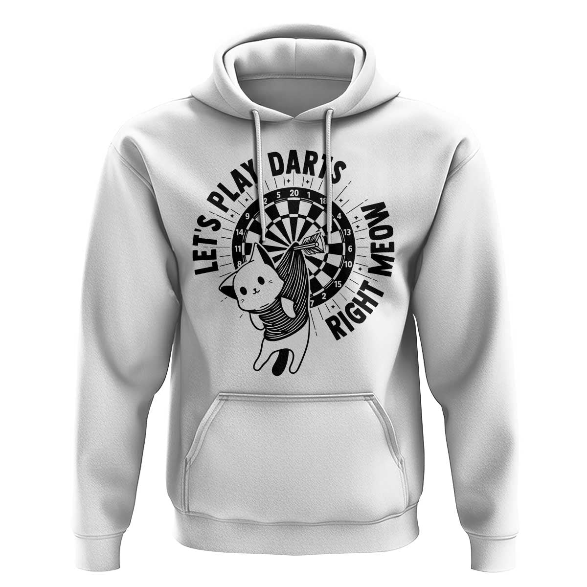 Lets Play Darts Right Meow Hoodie Cute Cat Dart Player Pub Game Gift - Wonder Print Shop