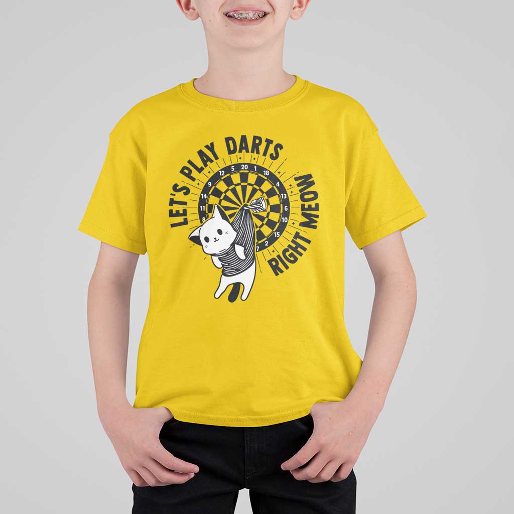 Lets Play Darts Right Meow T Shirt For Kid Cute Cat Dart Player Pub Game Gift - Wonder Print Shop