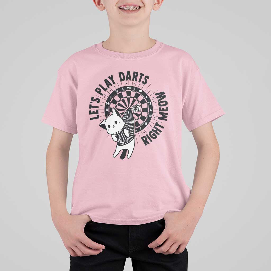 Lets Play Darts Right Meow T Shirt For Kid Cute Cat Dart Player Pub Game Gift - Wonder Print Shop