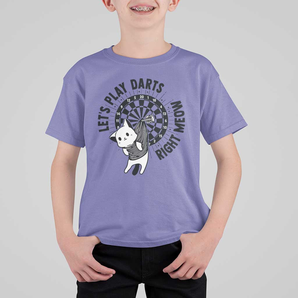 Lets Play Darts Right Meow T Shirt For Kid Cute Cat Dart Player Pub Game Gift - Wonder Print Shop