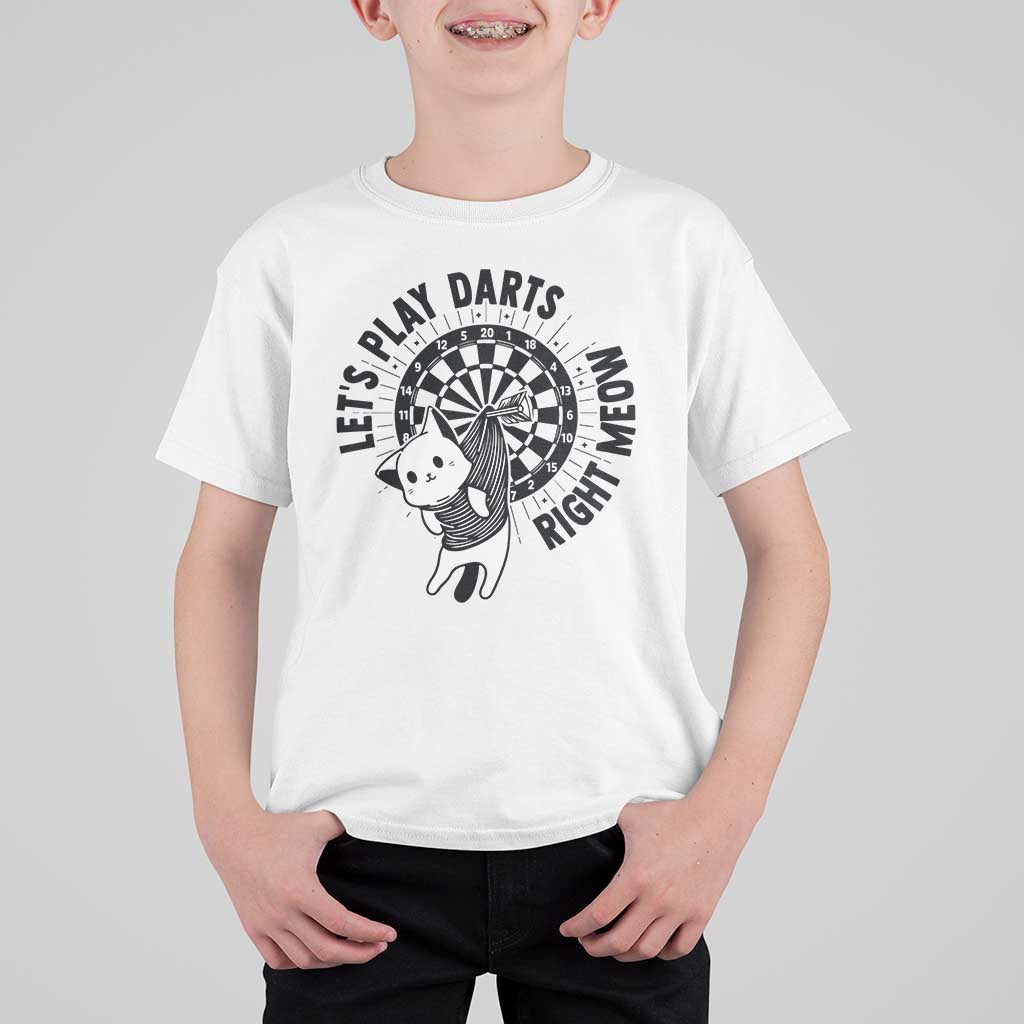Lets Play Darts Right Meow T Shirt For Kid Cute Cat Dart Player Pub Game Gift - Wonder Print Shop