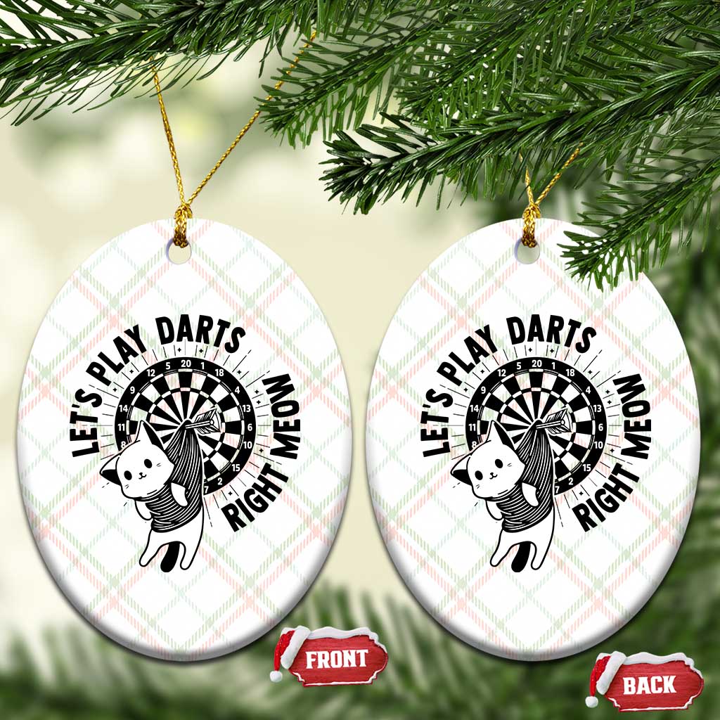 Lets Play Darts Right Meow Ceramic Ornament Cute Cat Dart Player Pub Game Gift - Wonder Print Shop
