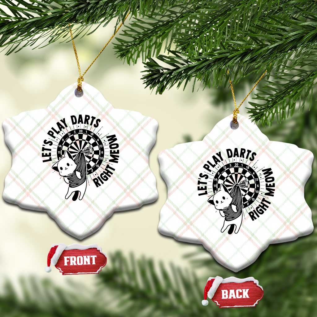 Lets Play Darts Right Meow Ceramic Ornament Cute Cat Dart Player Pub Game Gift - Wonder Print Shop