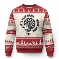 Lets Play Darts Right Meow Ugly Christmas Sweater Cute Cat Dart Player Pub Game Gift - Wonder Print Shop