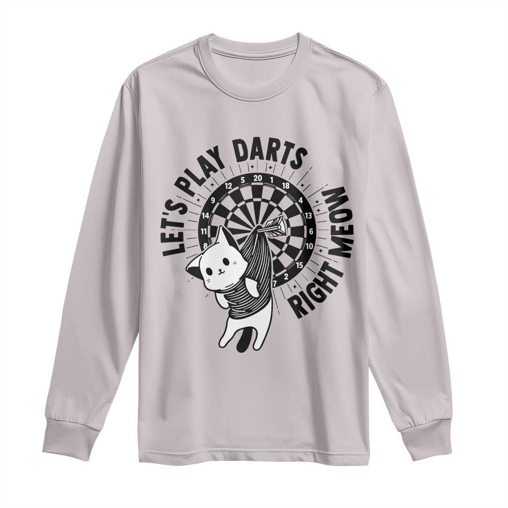 Lets Play Darts Right Meow Long Sleeve Shirt Cute Cat Dart Player Pub Game Gift - Wonder Print Shop