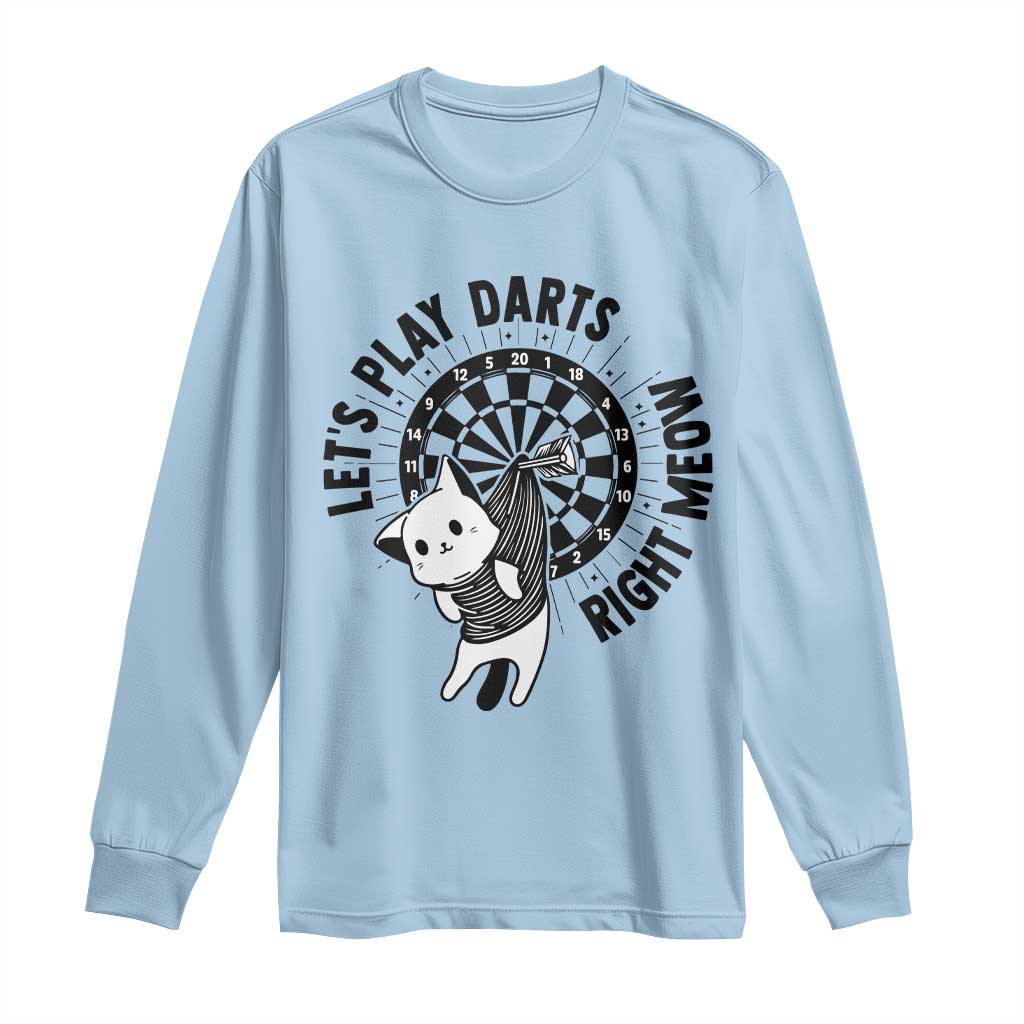 Lets Play Darts Right Meow Long Sleeve Shirt Cute Cat Dart Player Pub Game Gift - Wonder Print Shop