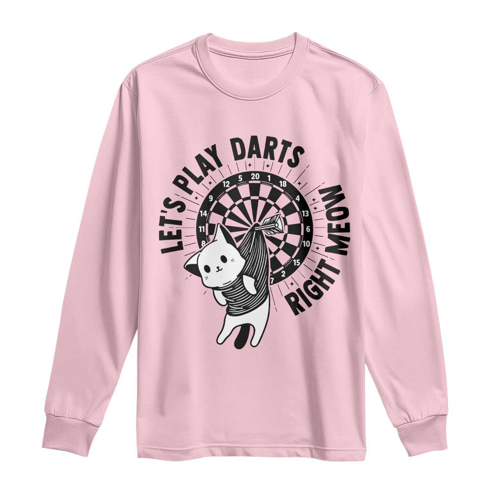 Lets Play Darts Right Meow Long Sleeve Shirt Cute Cat Dart Player Pub Game Gift - Wonder Print Shop