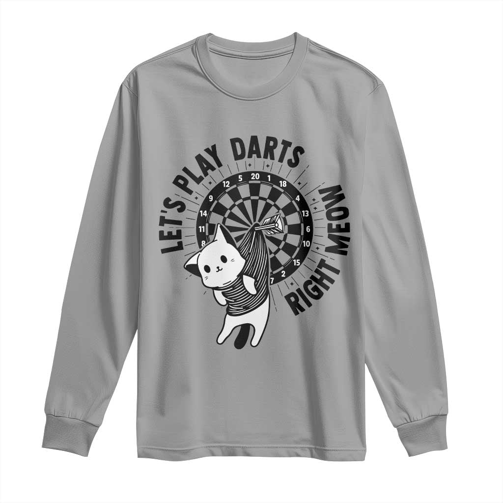Lets Play Darts Right Meow Long Sleeve Shirt Cute Cat Dart Player Pub Game Gift - Wonder Print Shop