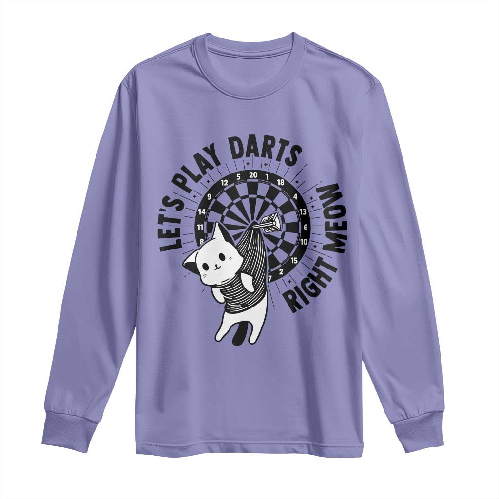 Lets Play Darts Right Meow Long Sleeve Shirt Cute Cat Dart Player Pub Game Gift - Wonder Print Shop