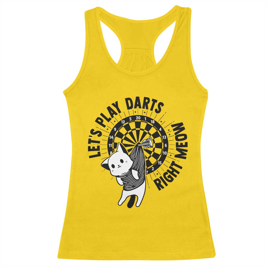 Lets Play Darts Right Meow Racerback Tank Top Cute Cat Dart Player Pub Game Gift - Wonder Print Shop