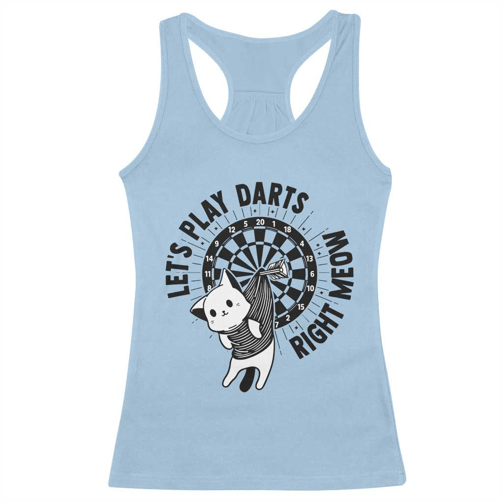 Lets Play Darts Right Meow Racerback Tank Top Cute Cat Dart Player Pub Game Gift - Wonder Print Shop