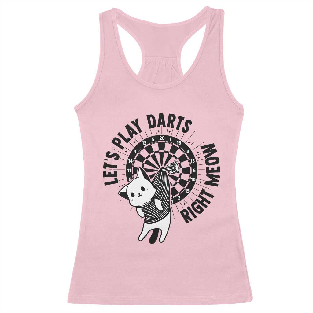 Lets Play Darts Right Meow Racerback Tank Top Cute Cat Dart Player Pub Game Gift - Wonder Print Shop