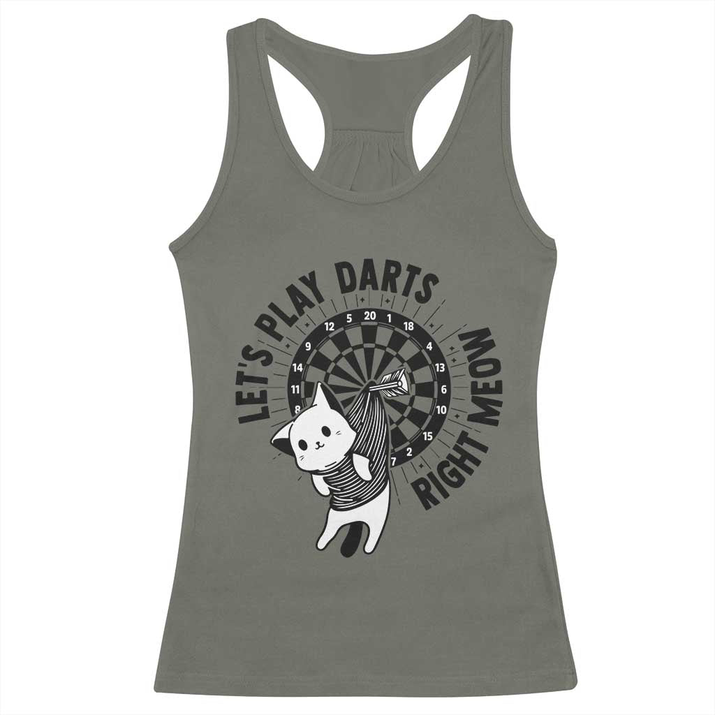 Lets Play Darts Right Meow Racerback Tank Top Cute Cat Dart Player Pub Game Gift - Wonder Print Shop