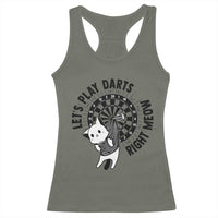 Lets Play Darts Right Meow Racerback Tank Top Cute Cat Dart Player Pub Game Gift - Wonder Print Shop