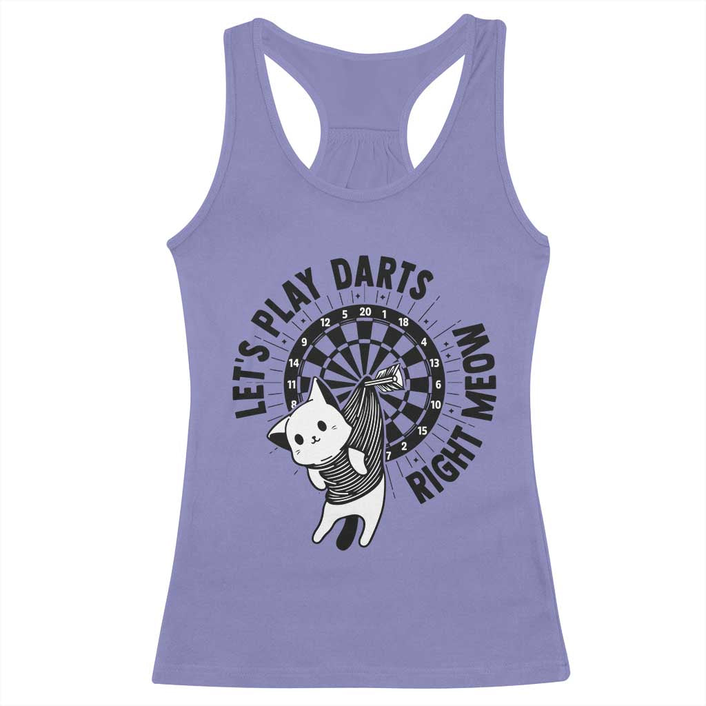 Lets Play Darts Right Meow Racerback Tank Top Cute Cat Dart Player Pub Game Gift - Wonder Print Shop