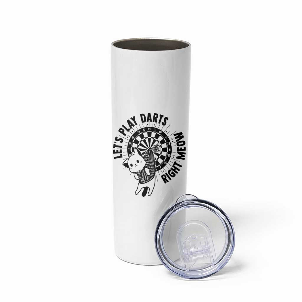 Lets Play Darts Right Meow Skinny Tumbler Cute Cat Dart Player Pub Game Gift - Wonder Print Shop